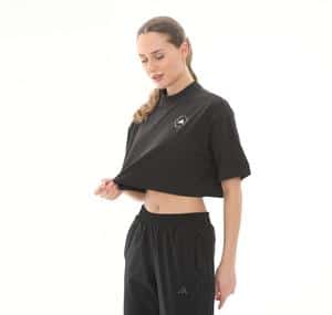adidas By Stella Mccartney Crop Kadın T-Shirt Siyah