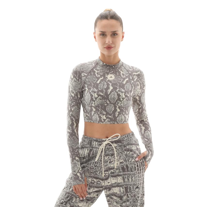 adidas By Stella Mccartney Training Longsleeve Crop Kadın T-Shirt Gri adidas By Stella Mccartney Training Longsleeve Crop Kadın T-Shirt Gri
