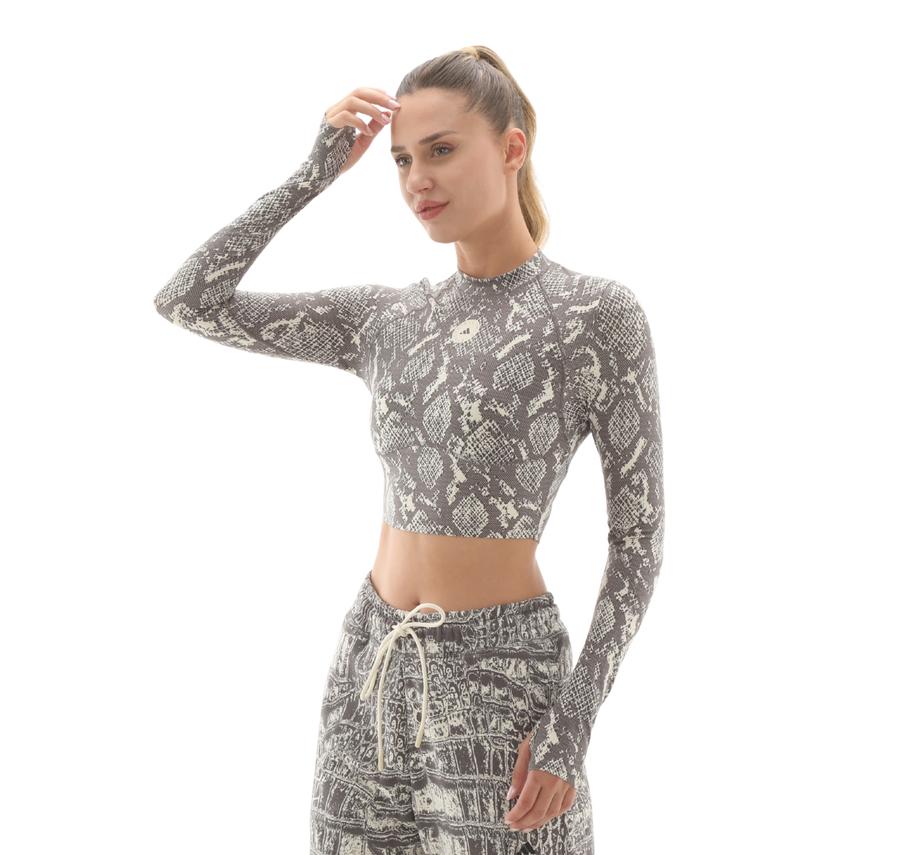 adidas By Stella Mccartney Training Longsleeve Crop Kadın T-Shirt Gri adidas By Stella Mccartney Training Longsleeve Crop Kadın T-Shirt Gri