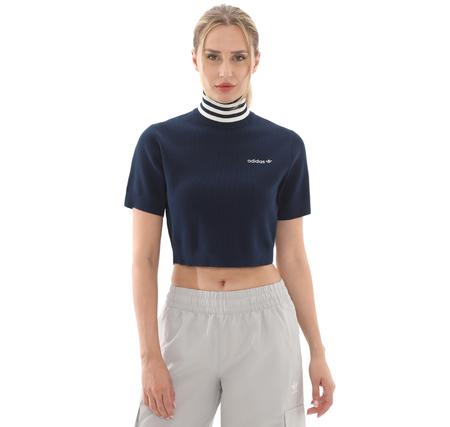 adidas Crop Turtleneck Kadın T-Shirt Lacivert