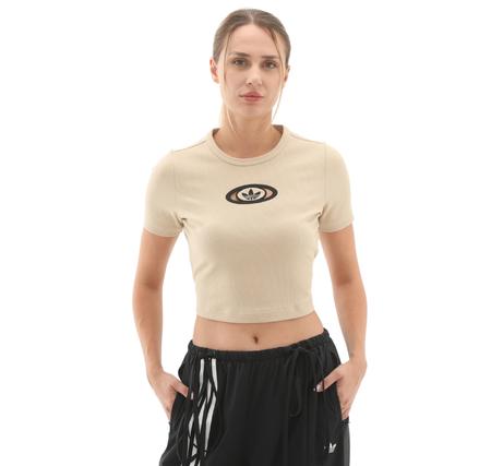 adidas Cut Out Rıb Tee Kadın T-Shirt Krem