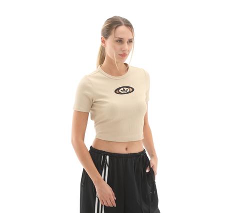 adidas Cut Out Rıb Tee Kadın T-Shirt Krem
