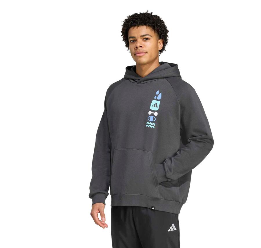 adidas Gfx Hoodıe Erkek Sweatshirt Gri adidas Gfx Hoodıe Erkek Sweatshirt Gri