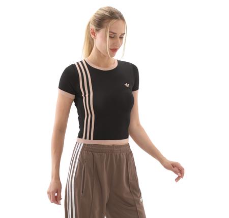 adidas Knıtted 3S Tee Kadın T-Shirt Siyah