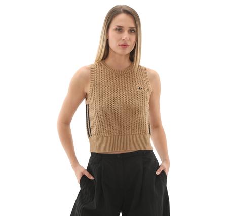 adidas Knıtted Vest Kadın T-Shirt Kahve adidas Knıtted Vest Kadın T-Shirt Kahve