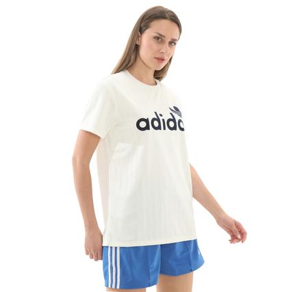 adidas Linear Graphic Boyfriend Kadın T-Shirt Beyaz