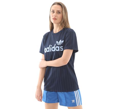 adidas Linear Graphic Boyfriend Kadın T-Shirt Mavi