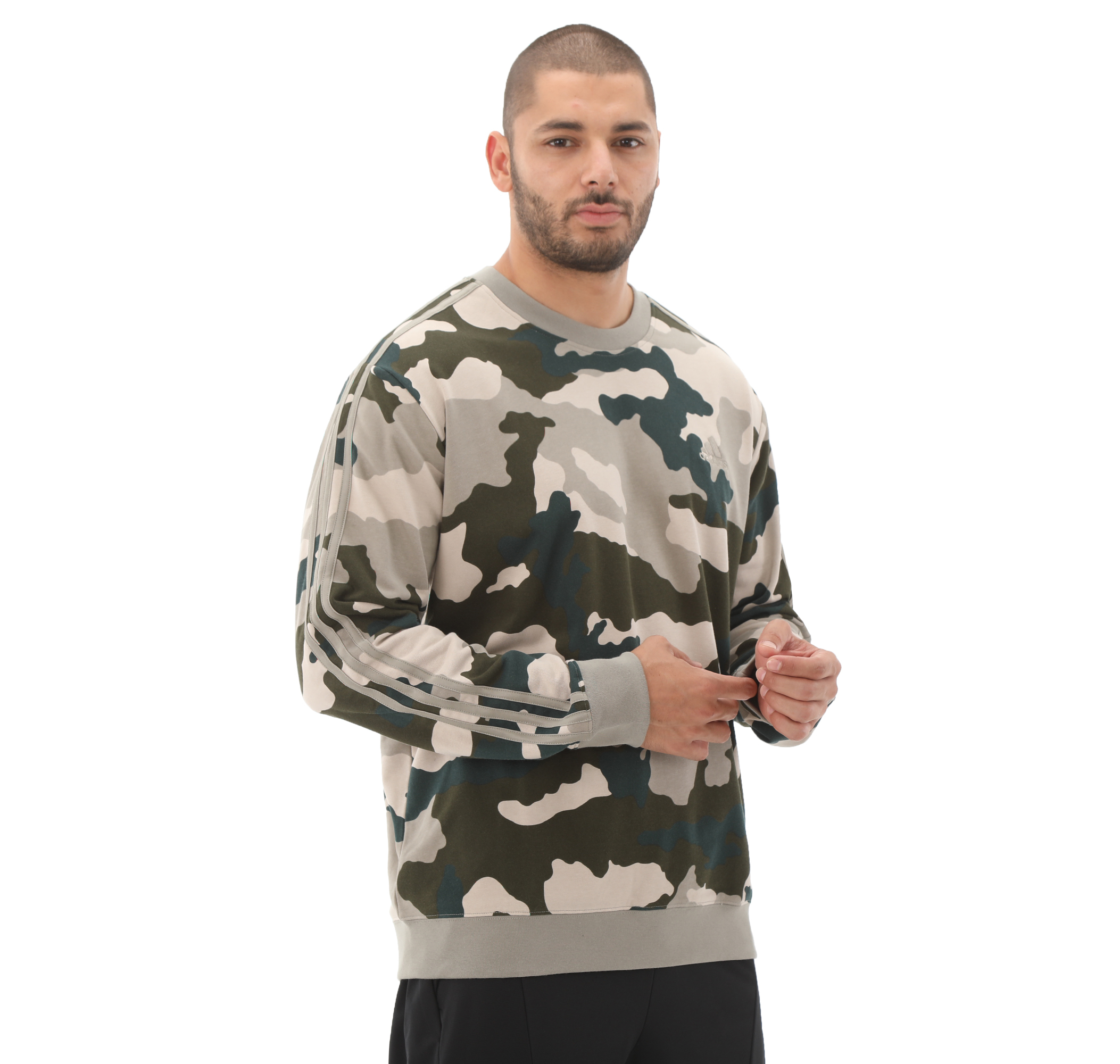 adidas M Camo Crw Erkek Gri Sweatshirt Sneakscloud