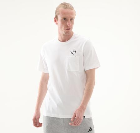 adidas M L Slıde Pkt T Erkek T-Shirt Beyaz