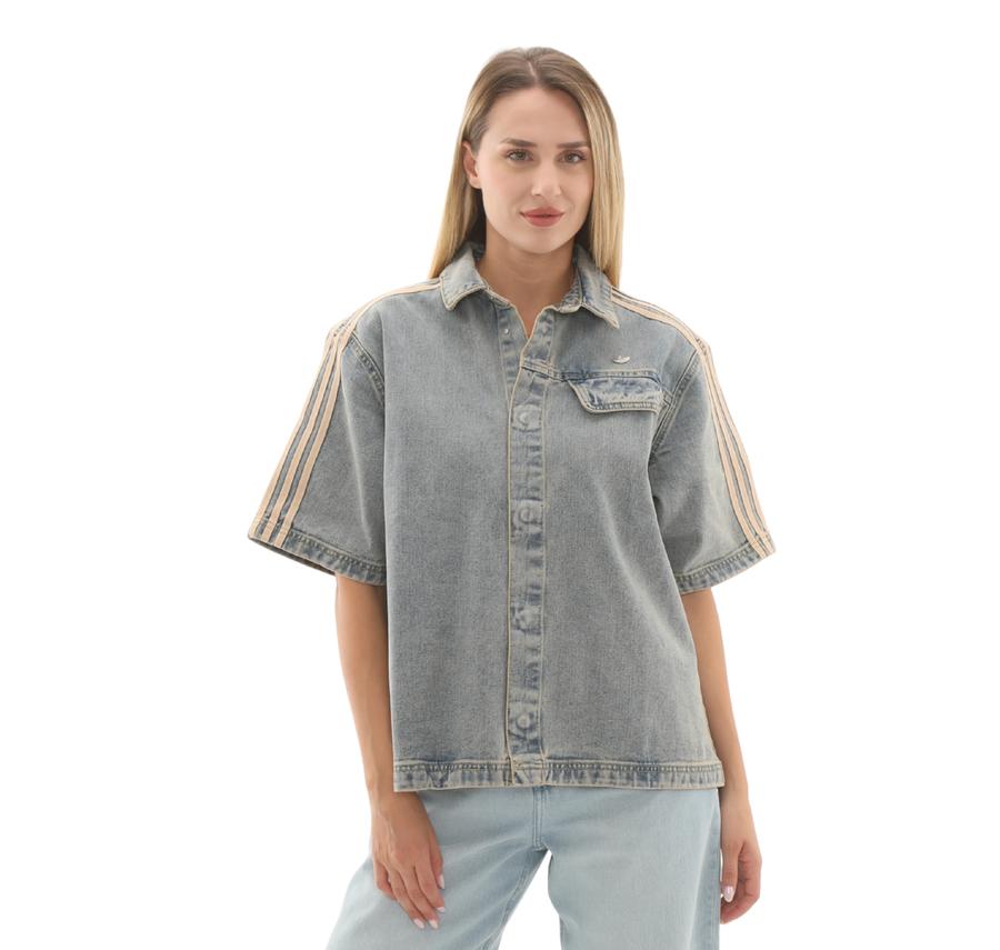 adidas P Ess Denım Ss Kadın Gömlek Mavi adidas P Ess Denım Ss Kadın Gömlek Mavi