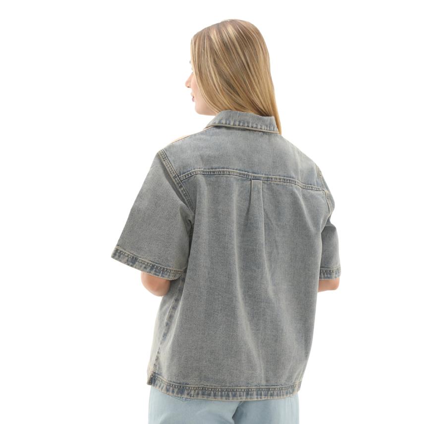 adidas P Ess Denım Ss Kadın Gömlek Mavi adidas P Ess Denım Ss Kadın Gömlek Mavi