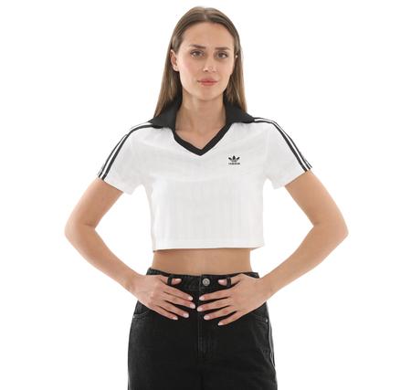 adidas V-Neck Polo Kadın T-Shirt Beyaz