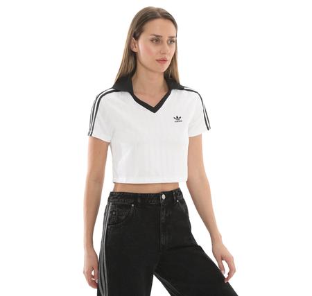 adidas V-Neck Polo Kadın T-Shirt Beyaz