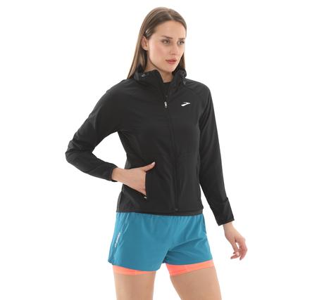 Brooks Canopy Jacket Kadın Yağmurluk-Rüzgarlık Siyah