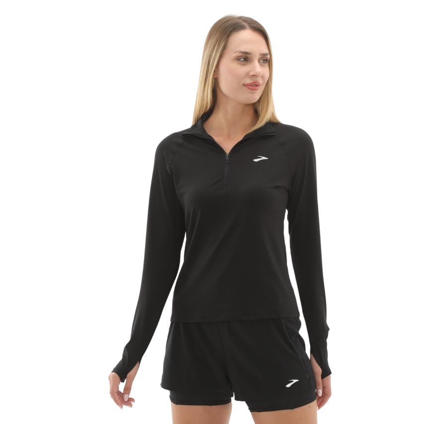 Brooks Dash 1-2 Zip 3.0 Kadın Sweatshirt Siyah Brooks Dash 1-2 Zip 3.0 Kadın Sweatshirt Siyah