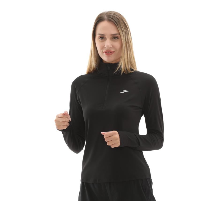 Brooks Dash 1-2 Zip 3.0 Kadın Sweatshirt Siyah Brooks Dash 1-2 Zip 3.0 Kadın Sweatshirt Siyah
