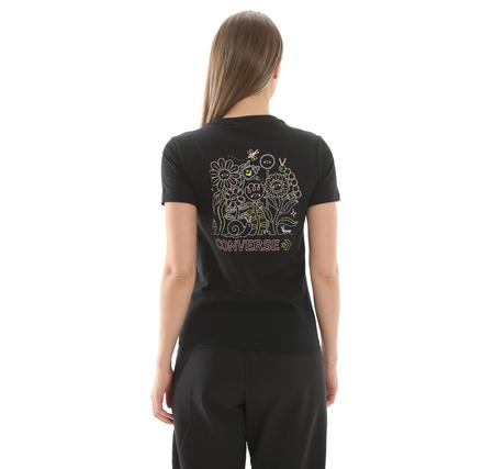 Converse Flower Garden Slım-Fıt T-Shırt T-Shirt Siyah