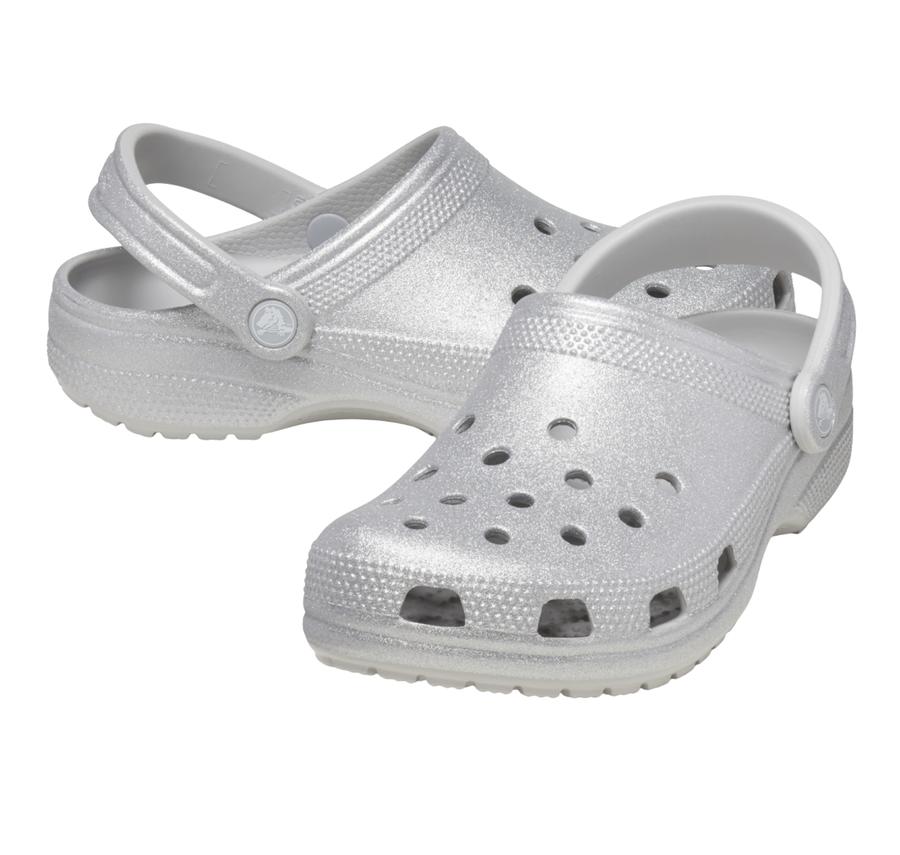 Crocs Classic Glitter Clog Terlik Gri Crocs Classic Glitter Clog Terlik Gri
