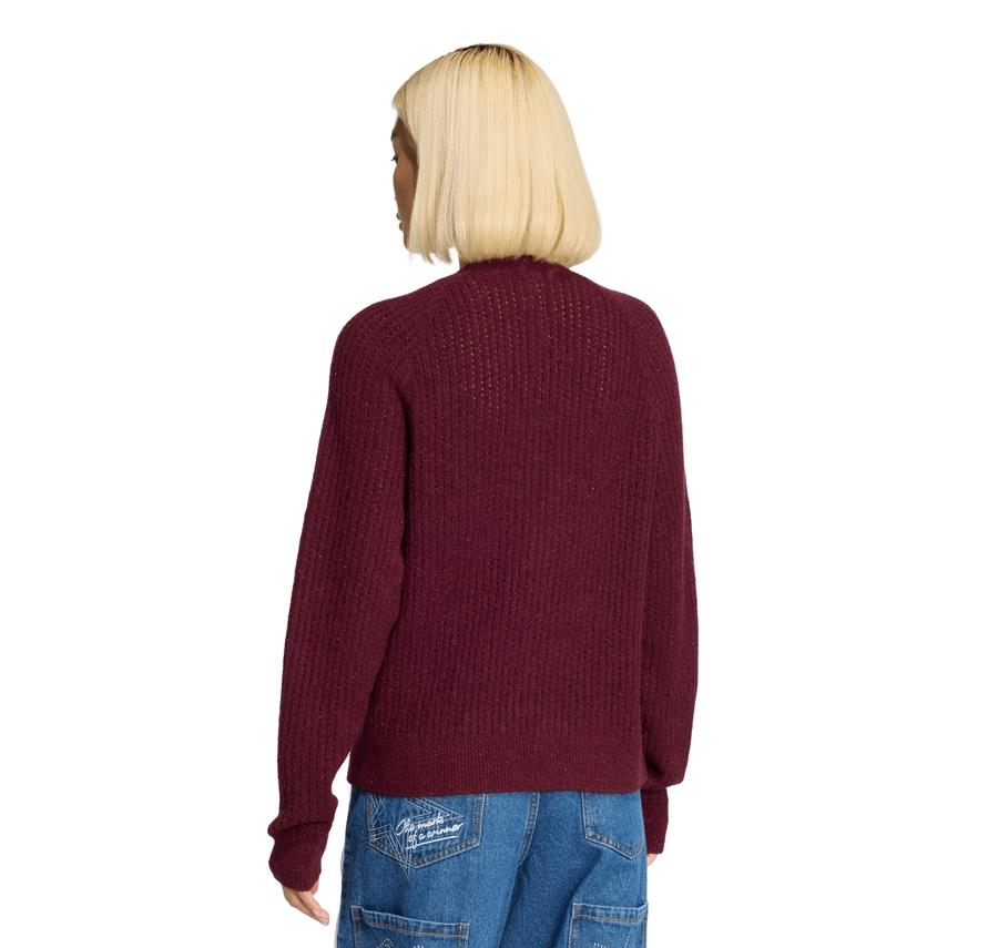 Lurex Knıt Crew Kadın Sweatshirt Bordo Lurex Knıt Crew Kadın Sweatshirt Bordo