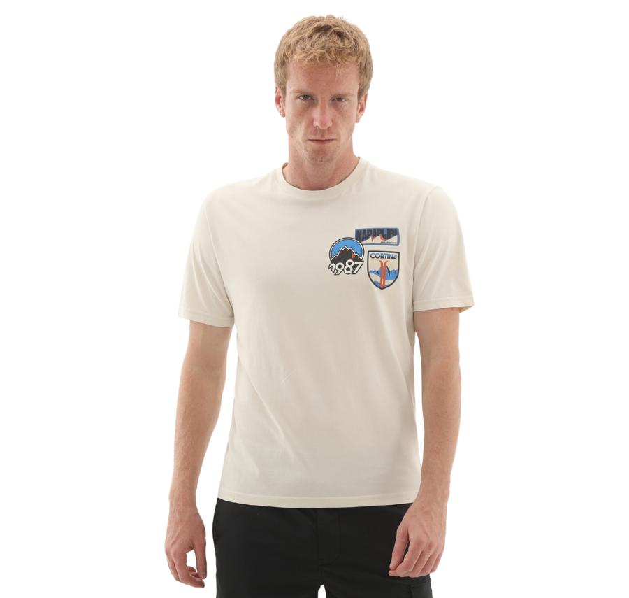 Napapijri S-Montepıana Ss Erkek T-Shirt Krem Napapijri S-Montepıana Ss Erkek T-Shirt Krem