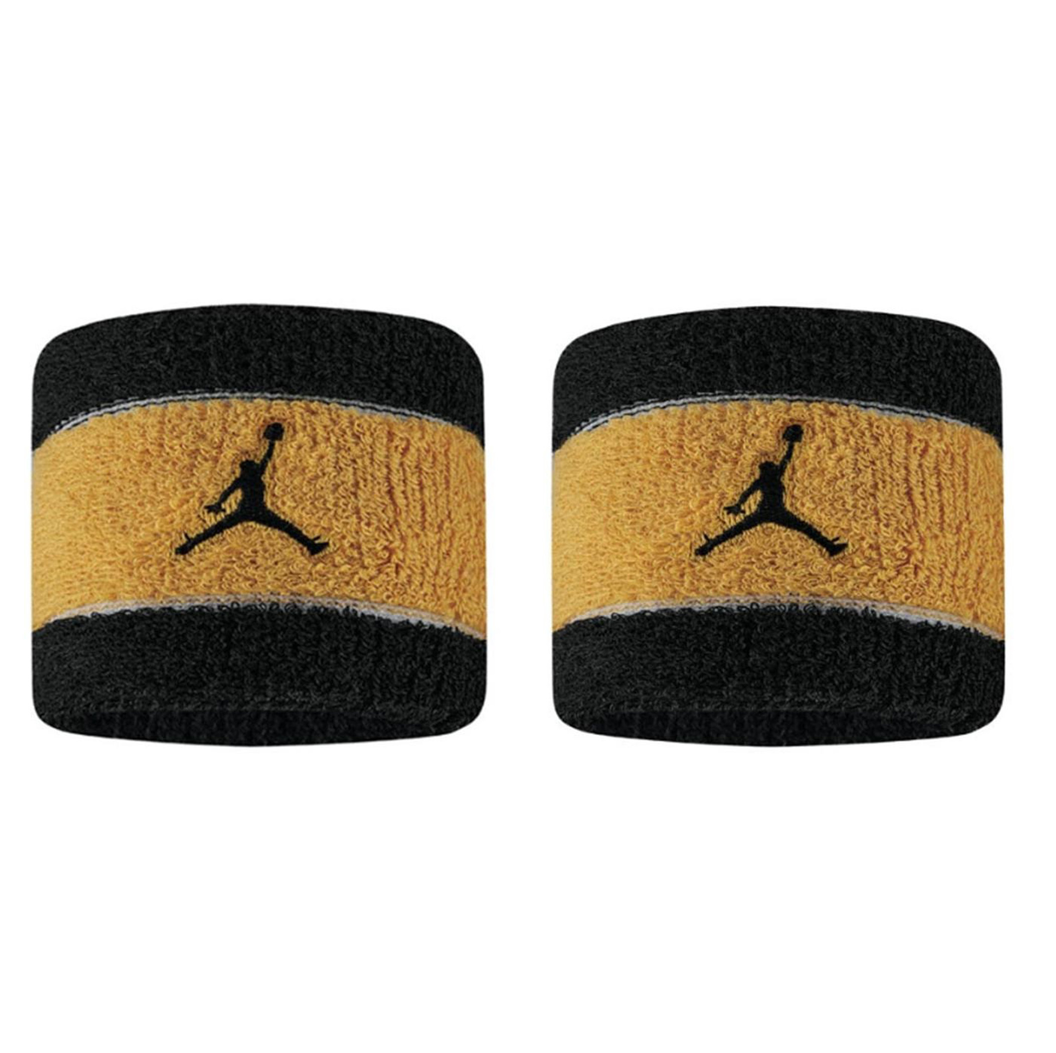 Мужские  Nike Jordan M Wristbands 2 Pk Terry Black-Sanded Gold-Black Saç Bandi Bileklik