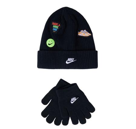 Nike Nan Nıke Patch Peak Beanıe Set Çocuk Siyah