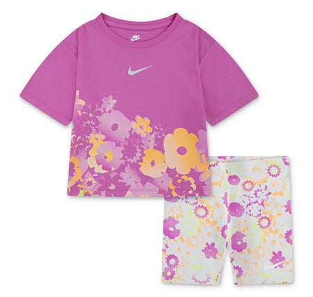 Nike Nkg Flow-Ral Aop Bıke Short Set Çocuk T-Shirt Kahve