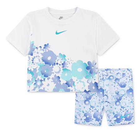 Nike Nkg Flow-Ral Aop Bıke Short Set Çocuk T-Shirt Beyaz
