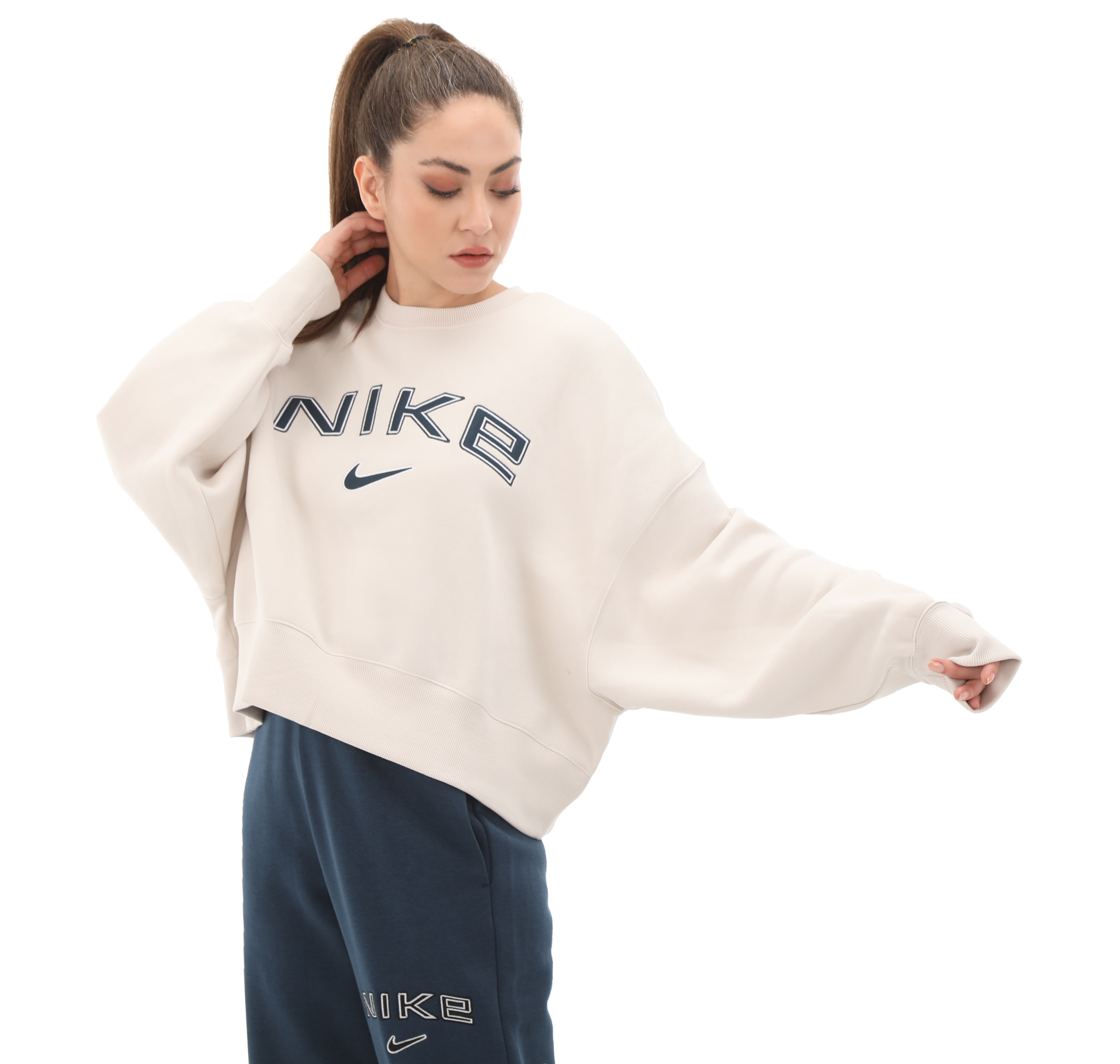 Nike Sportswear Phoenix Fleece Kad n Beyaz Sweatshirt Sneakscloud