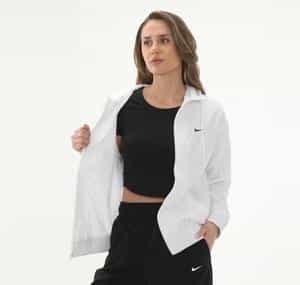 Nike W Nsw Essntl Uv Wvn Jkt Hd Kadın Yağmurluk-Rüzgarlık Beyaz