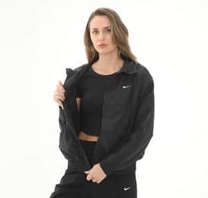 Nike W Nsw Essntl Uv Wvn Jkt Hd Kadın Yağmurluk-Rüzgarlık Siyah