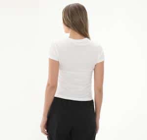 Nike W Nsw Nk Chll Knt Md Crp Kadın T-Shirt Beyaz