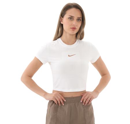 Nike W Nsw Nk Chll Knt Tee Vday Kadın T-Shirt Beyaz