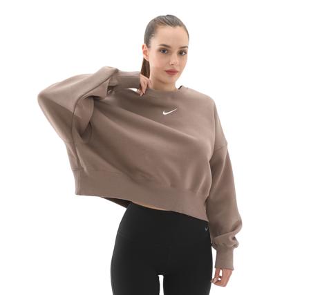 Nike W Nsw Phnx Flc Oos Crew Kadın Sweatshirt Kahve
