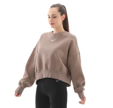 Nike W Nsw Phnx Flc Oos Crew Kadın Sweatshirt Kahve