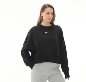 Nike W Nsw Phnx Flc Oos Crew Kadın Sweatshirt Siyah