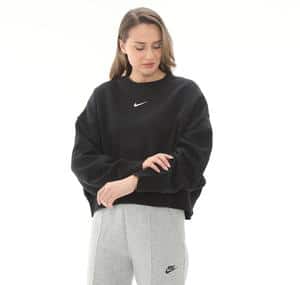 Nike W Nsw Phnx Flc Oos Crew Kadın Sweatshirt Siyah