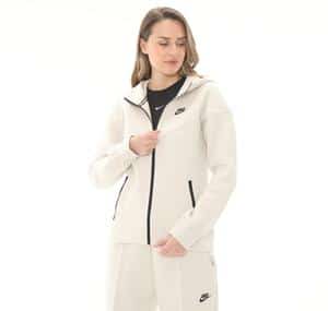 Nike W Nsw Tch Flc Wr Fz Hdy Kadın Ceket Krem