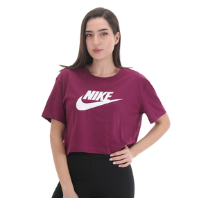 Nike W Nsw Tee Essntl Crp Icn Ftr Kadın T-Shirt Bordo