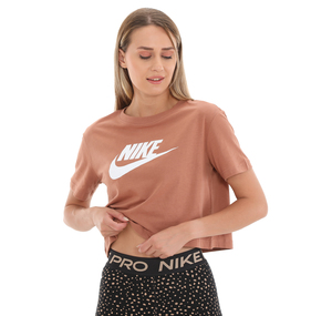 Nike W Nsw Tee Essntl Crp Icn Ftr Kadın T-Shirt Kahve