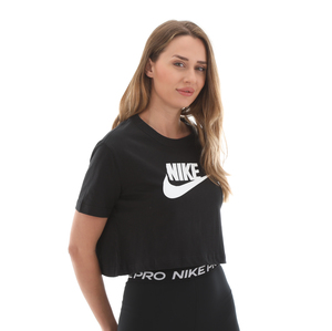 Nike W Nsw Tee Essntl Crp Icn Ftr Kadın T-Shirt Siyah