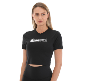 Nike W Nsw Tee Slım Crp Swoosh Kadın T-Shirt Siyah