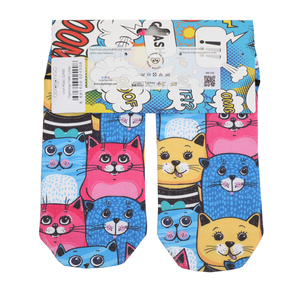 Ogobongo Renkli Kediler Patik Çorap Kadın Çorap Mavi