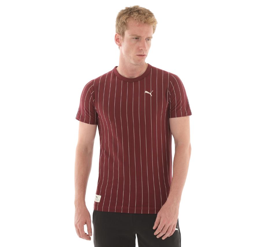 Puma Class Striped Tee Erkek T-Shirt Bordo Puma Class Striped Tee Erkek T-Shirt Bordo