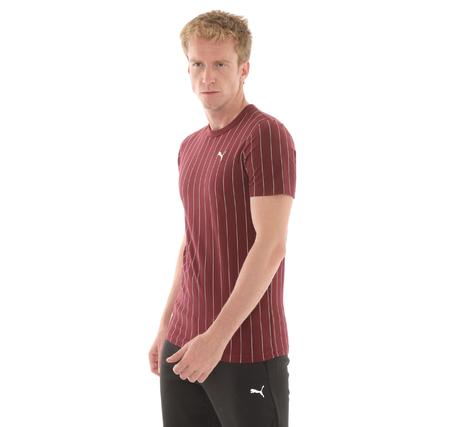 Puma Class Striped Tee Erkek T-Shirt Bordo