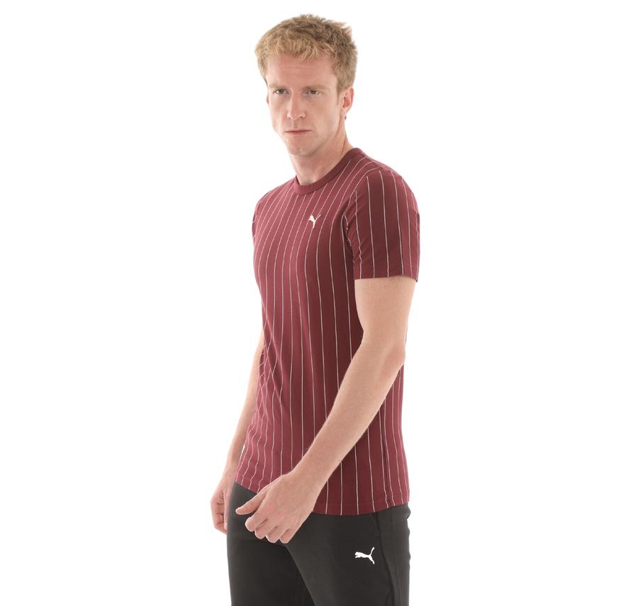 Puma Class Striped Tee Erkek T-Shirt Bordo Puma Class Striped Tee Erkek T-Shirt Bordo