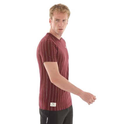 Puma Class Striped Tee Erkek T-Shirt Bordo
