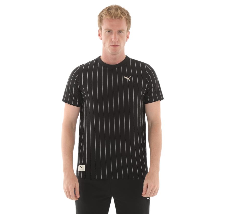 Puma Class Striped Tee Erkek T-Shirt Siyah Puma Class Striped Tee Erkek T-Shirt Siyah