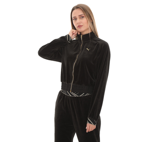 Puma Deco Glam Velour Full Zip Kadın Ceket Siyah