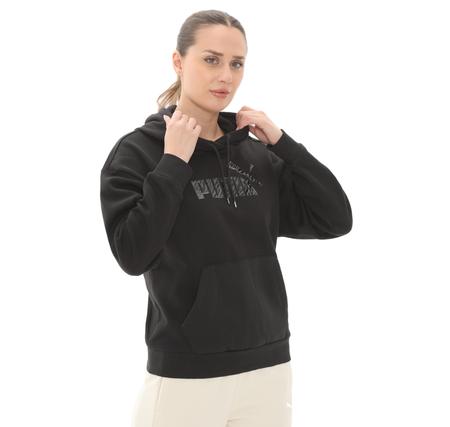 Puma Ess+ Anımal Hoodie Fl Kadın Sweatshirt Siyah